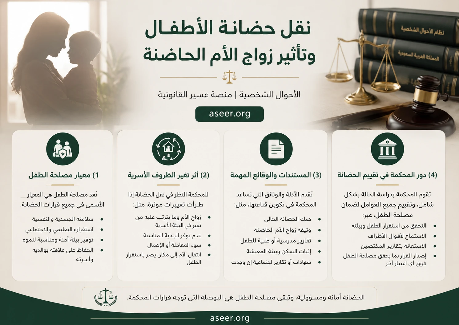 نقل حضانة الأطفال وتأثير زواج الأم الحاضنة