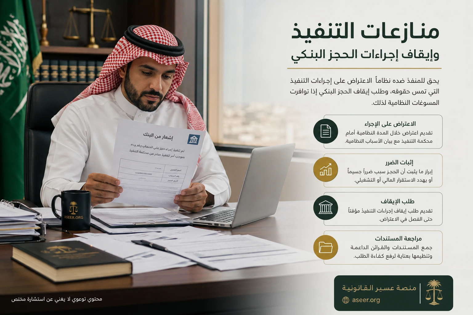 منازعات التنفيذ وإيقاف إجراءات الحجز البنكي