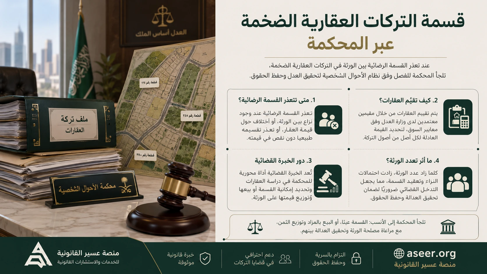 قسمة التركات العقارية الضخمة عبر المحكمة