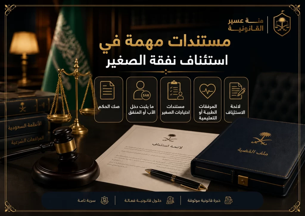إنفوجرافكس يوضح المستندات المهمة في استئناف نفقة الصغير
