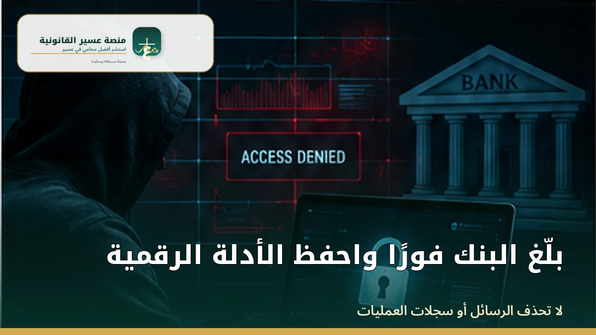 الإبلاغ عن اختراق الحساب البنكي وحفظ الأدلة