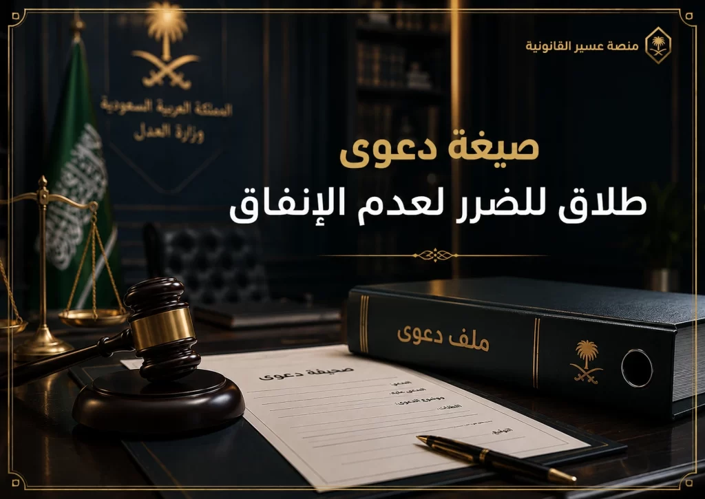 غلاف صيغة دعوى طلاق للضرر لعدم الإنفاق في السعودية