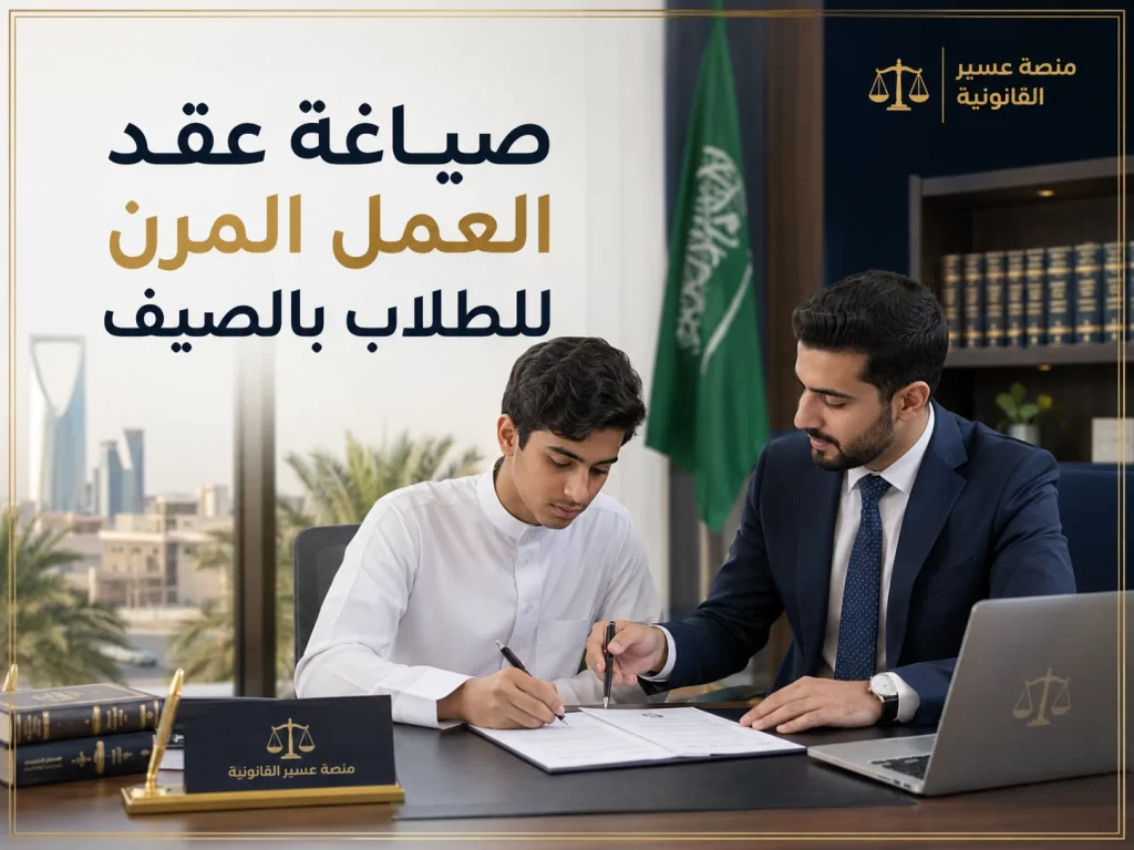 طالب سعودي يوقع عقد عمل مرن صيفي بعد مراجعته قانونيًا