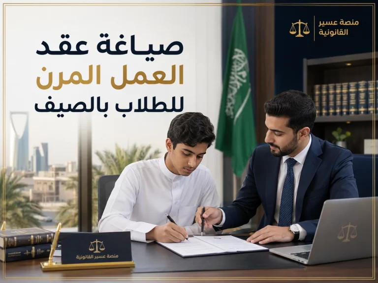 طالب سعودي يوقع عقد عمل مرن صيفي بعد مراجعته قانونيًا