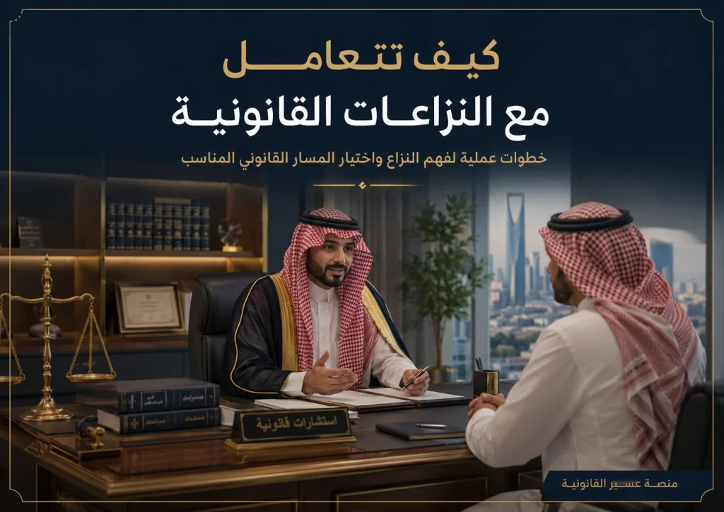 استشارة قانونية سعودية توضح كيفية التعامل مع النزاعات القانونية بطريقة منظمة