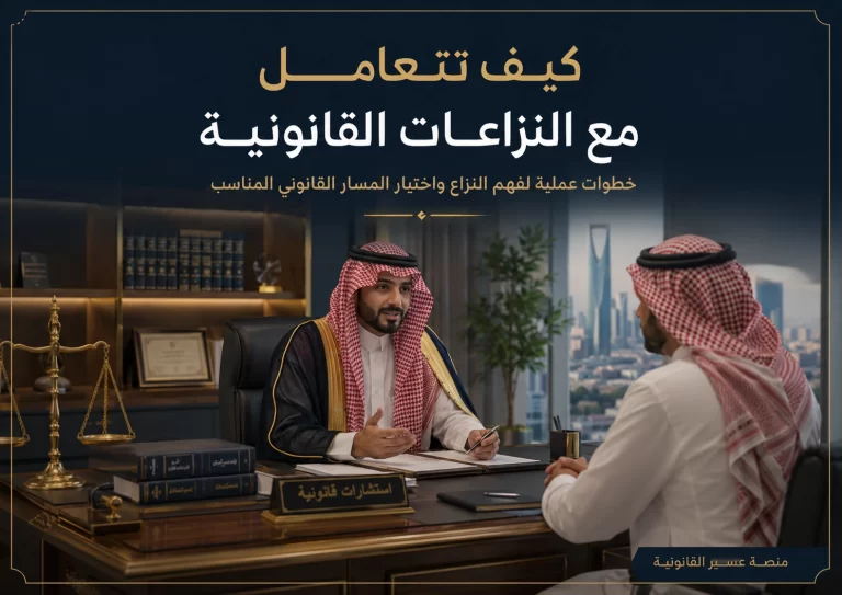 استشارة قانونية سعودية توضح كيفية التعامل مع النزاعات القانونية بطريقة منظمة