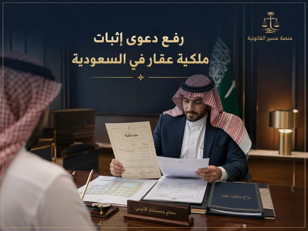 محام سعودي يراجع مستندات وصك ملكية في دعوى إثبات ملكية عقار