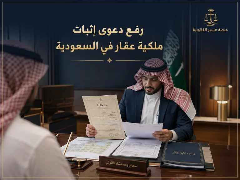 محام سعودي يراجع مستندات وصك ملكية في دعوى إثبات ملكية عقار