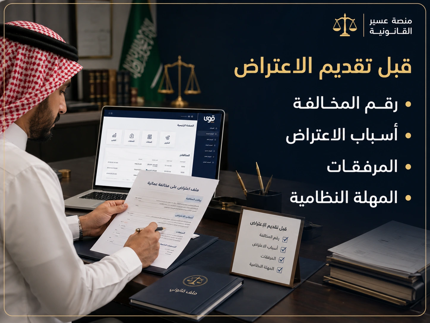 قائمة تجهيز الاعتراض على مخالفات العمل عبر قوى