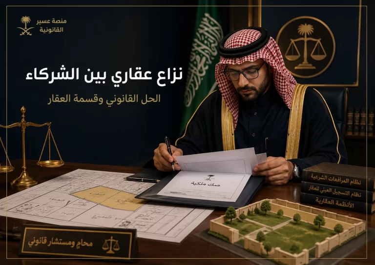 صورة قانونية عقارية سعودية تشرح نزاعًا بين شركاء على عقار وخيارات القسمة
