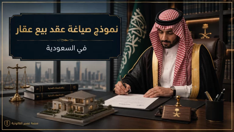 محام سعودي يصيغ عقد بيع عقار داخل مكتب قانوني