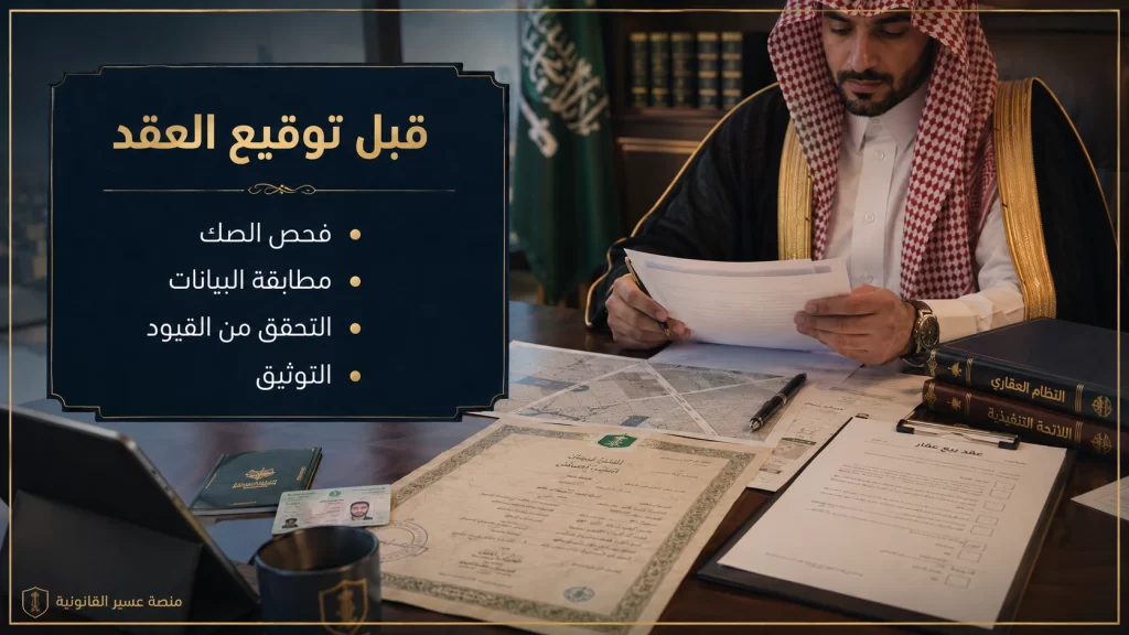 صورة قانونية لقائمة الفحص قبل توقيع عقد بيع العقار