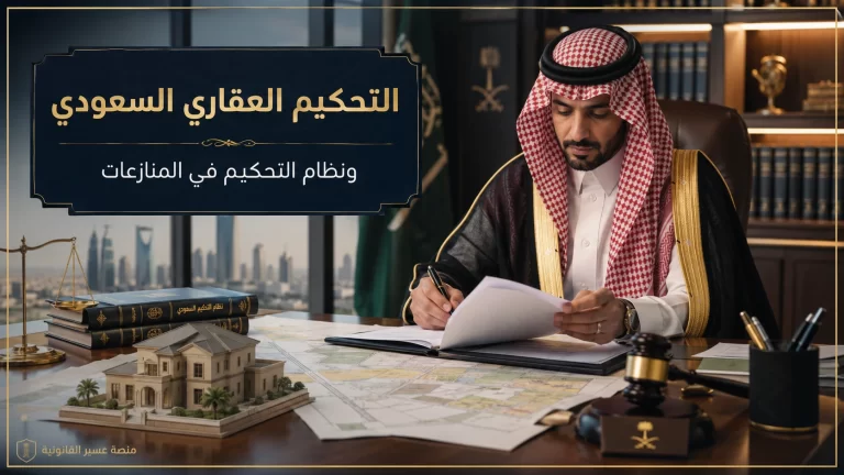محكم سعودي يراجع ملف تحكيم عقاري في مكتب قانوني فاخر