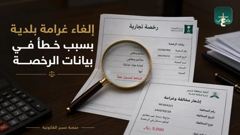 إلغاء غرامة بلدية بسبب خطأ في بيانات الرخصة