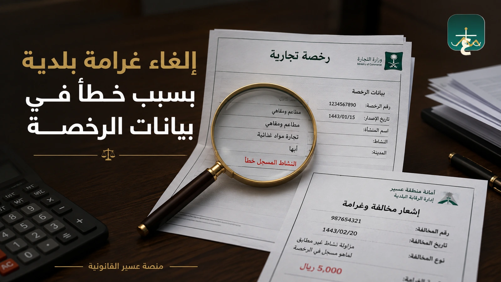 إلغاء غرامة بلدية بسبب خطأ في بيانات الرخصة