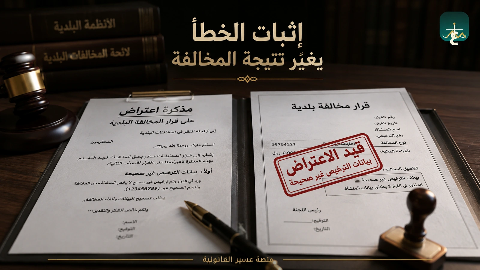 مذكرة اعتراض على غرامة بلدية