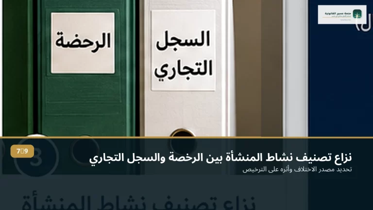 نزاع تصنيف نشاط المنشأة بين الرخصة والسجل التجاري