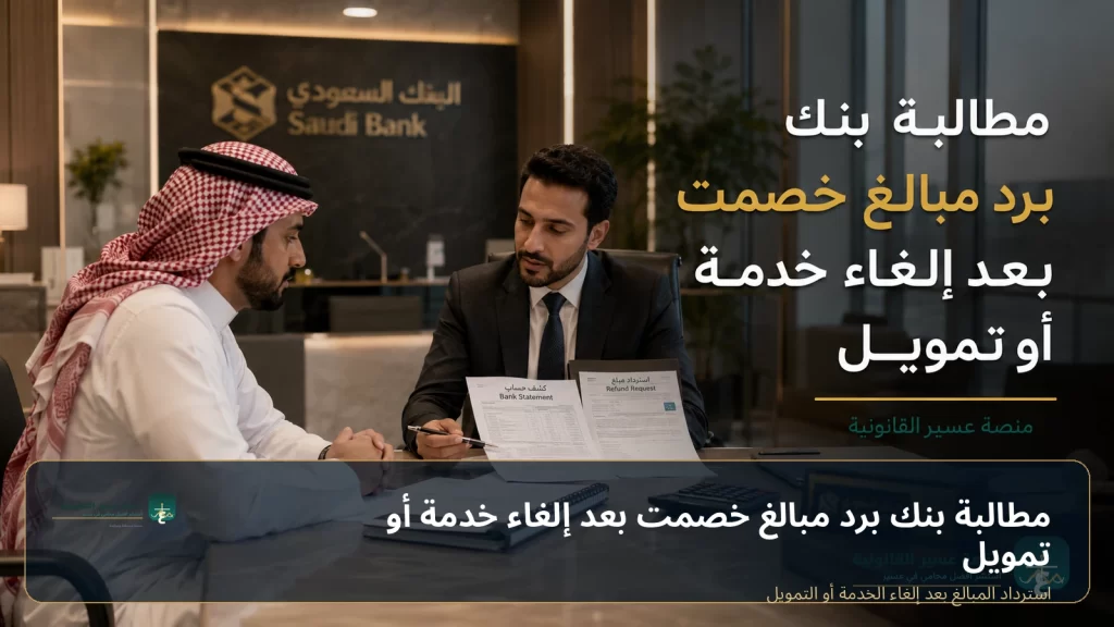 مطالبة بنك برد مبالغ خصمت بعد إلغاء خدمة أو تمويل