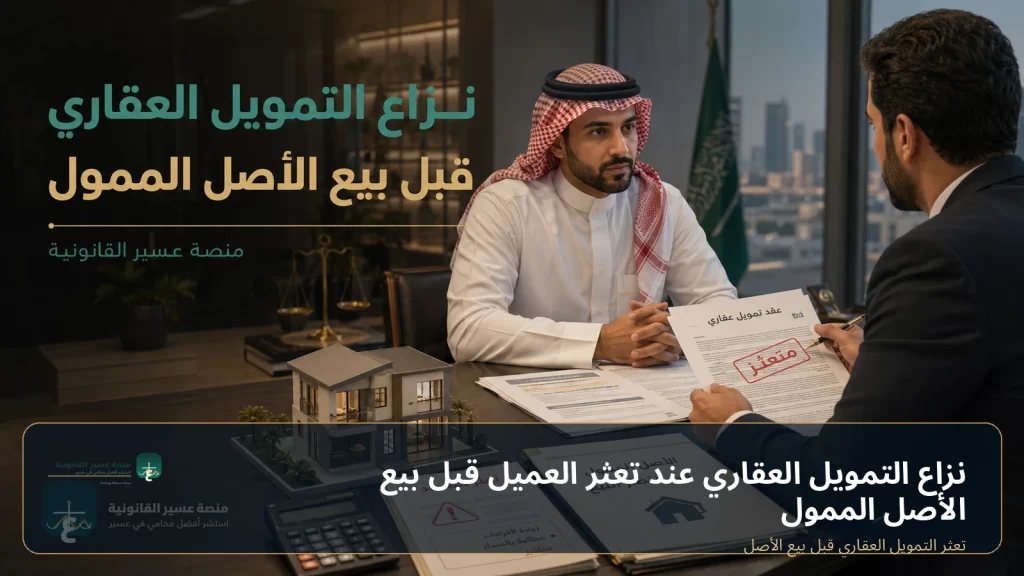 نزاع التمويل العقاري عند تعثر العميل قبل بيع الأصل الممول
