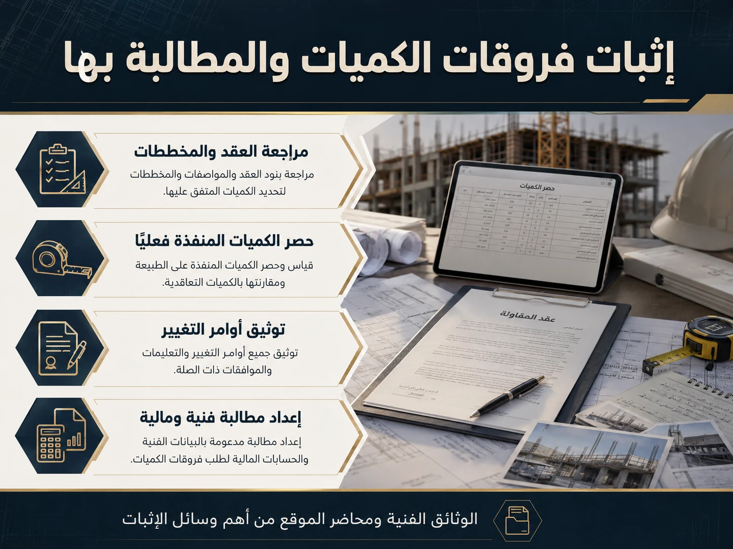 إثبات فروقات الكميات والمطالبة بها