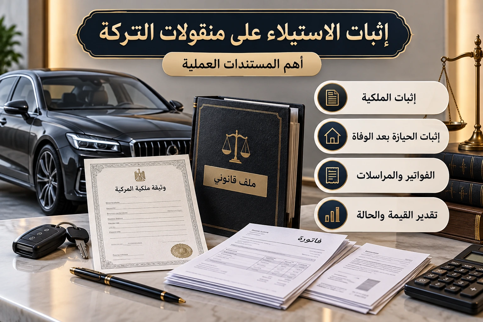 إثبات أن المركبة أو المنقول من أموال التركة