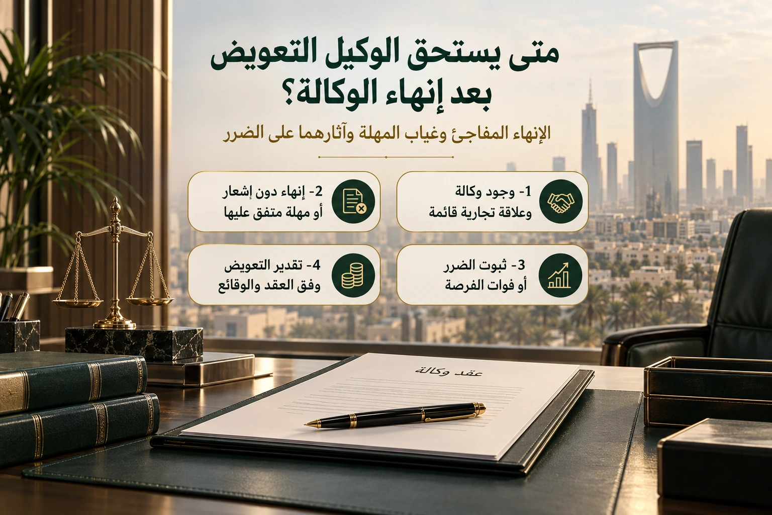 متى يستحق الوكيل التعويض بعد إنهاء الوكالة