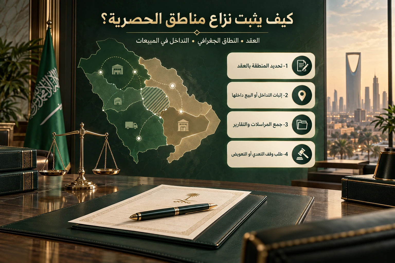 إثبات نزاع مناطق الحصرية داخل السعودية