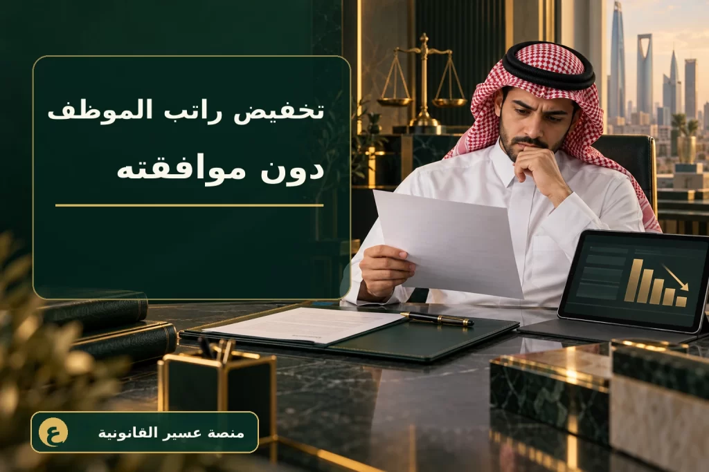 موظف سعودي يراجع عقد العمل بعد تخفيض راتبه دون موافقته