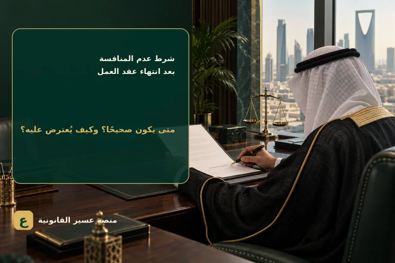 غلاف مقال شرط عدم المنافسة بعد انتهاء عقد العمل في السعودية